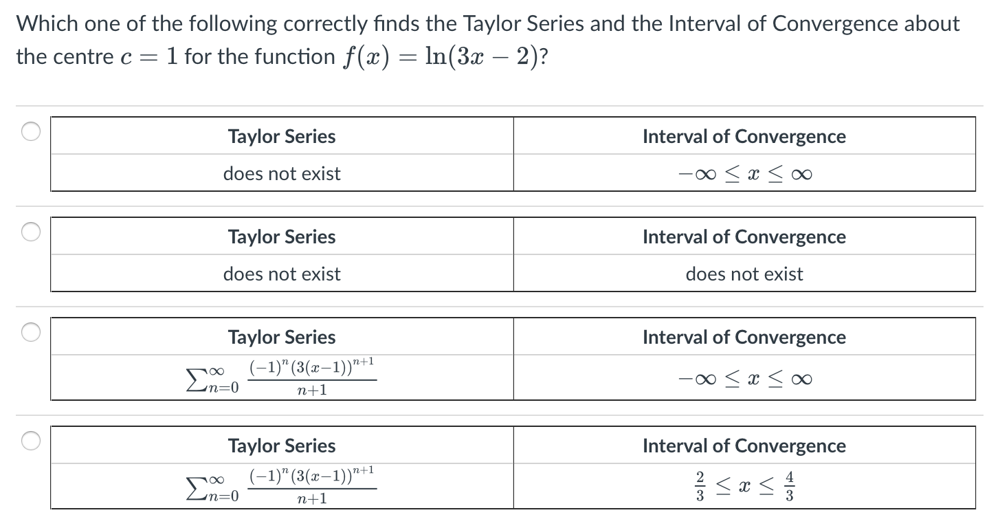 Solved Which one of the following correctly finds the Taylor | Chegg.com