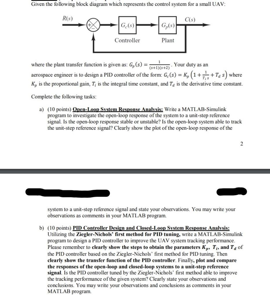 Solved Given the following block diagram which represents | Chegg.com