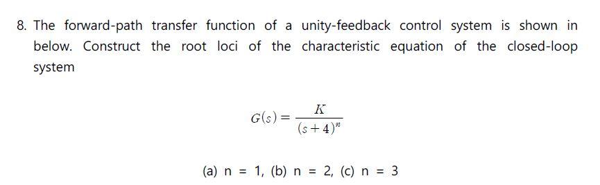 Solved 8. The Forward-path Transfer Function Of A | Chegg.com