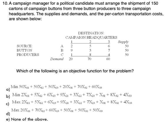 Solved 10.A campaign manager for a political candidate must | Chegg.com