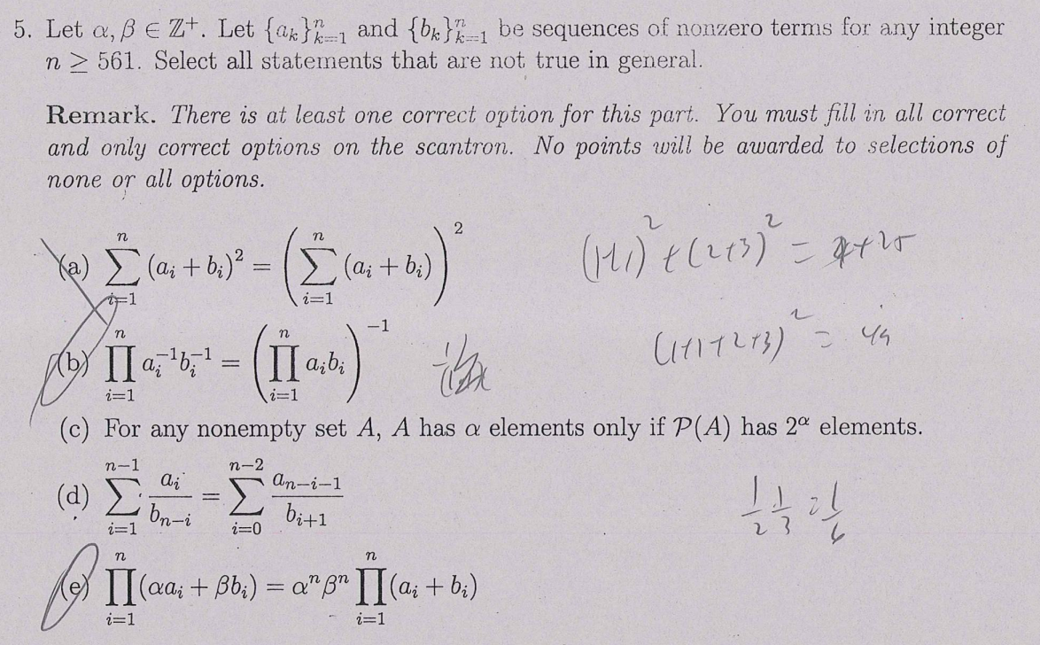 Solved Let α,β∈Z+. Let {ak}k=1n And {bk}k=1n Be Sequences Of | Chegg.com