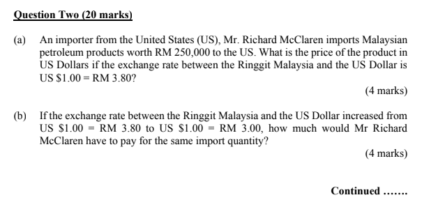 Solved Question Two 20 Marks A An Importer From The Chegg Com