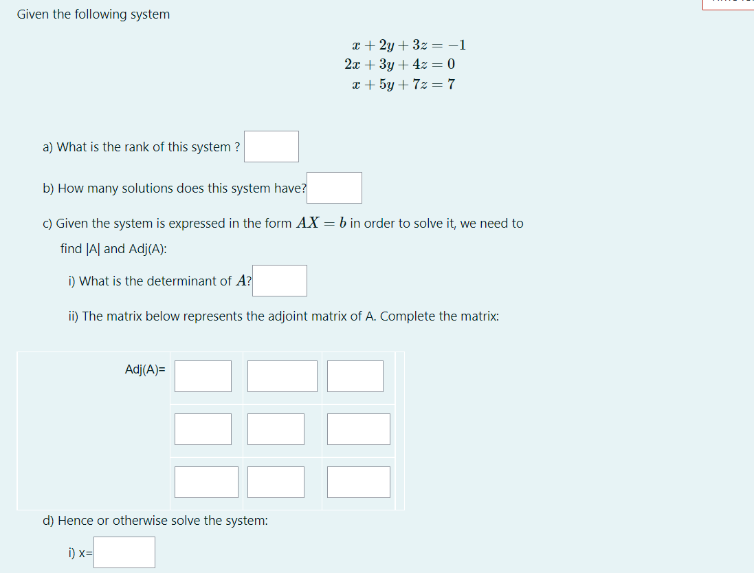Solved Given the following system | Chegg.com