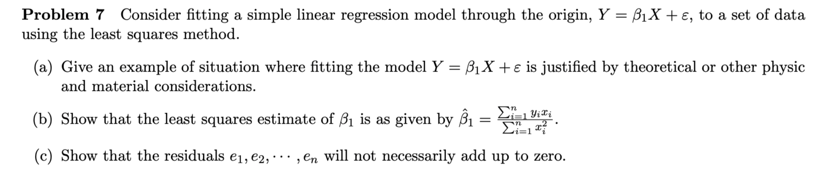 Solved = Problem 7 Consider fitting a simple linear | Chegg.com