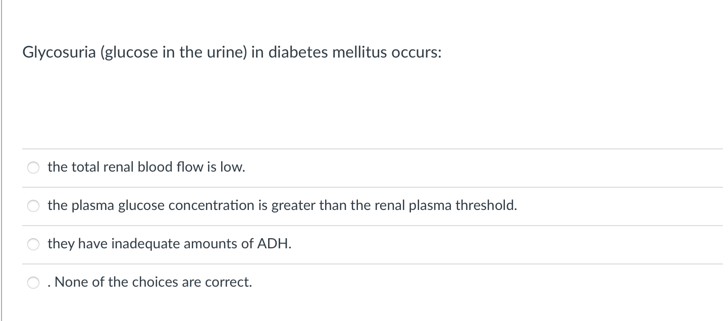 Solved Glycosuria (glucose in the urine) in diabetes