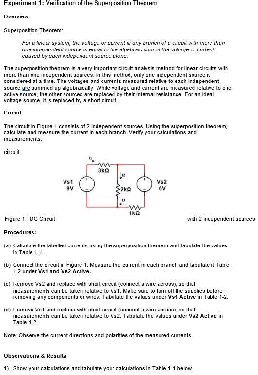 verification of superposition theorem experiment pdf