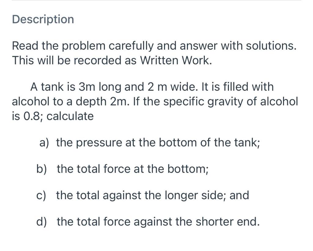 Solved Description Read the problem carefully and answer | Chegg.com