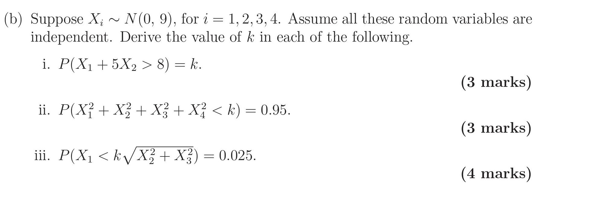 Solved B Suppose X N 0 9 For I 1 2 3 4 Assu Chegg Com