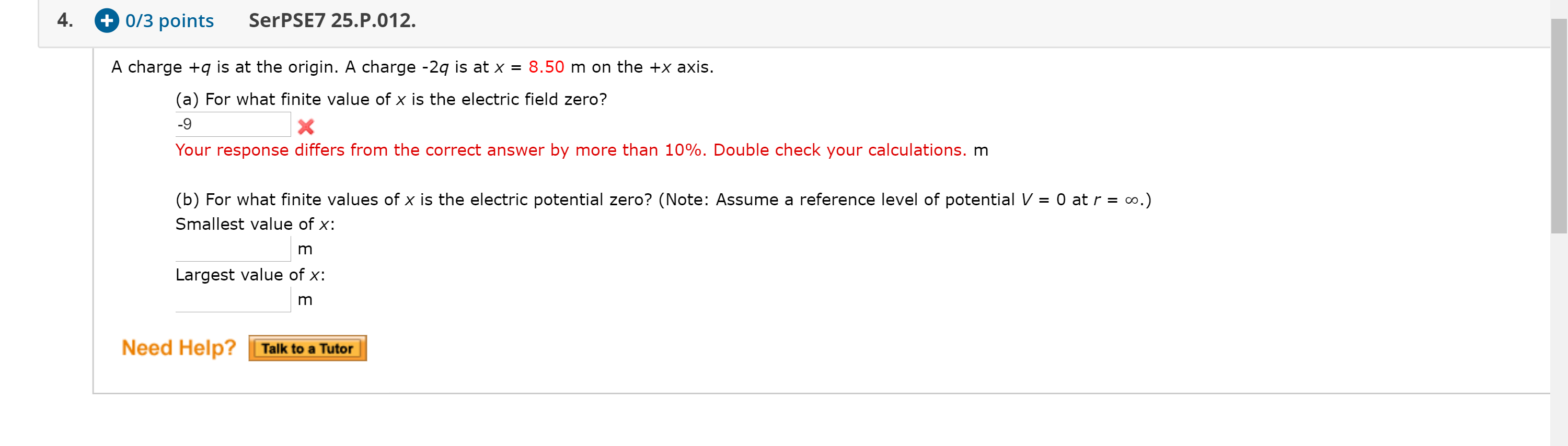 Solved 4. + 0/3 points SerPSE7 25.P.012. A charge +q is at | Chegg.com