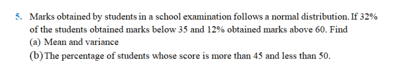 Solved 5. Marks obtained by students in a school examination | Chegg.com