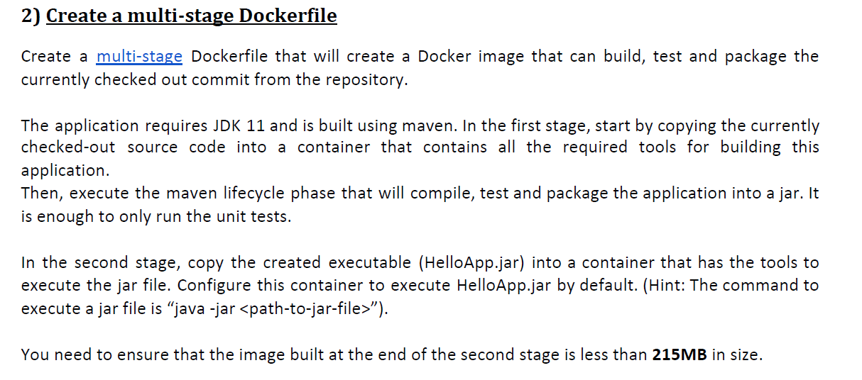 2) Create a multi-stage Dockerfile Create a | Chegg.com