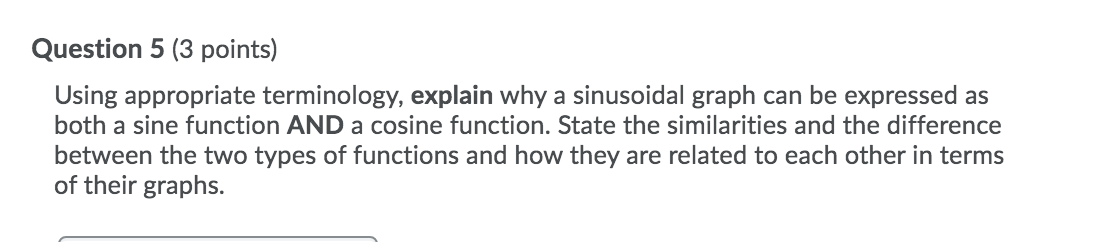 Solved Question 5 (3 points) Using appropriate terminology, | Chegg.com