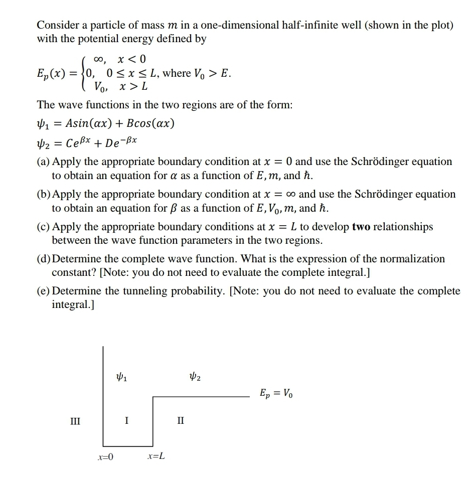 Solved Consider A Particle Of Mass M In A One Dimensional