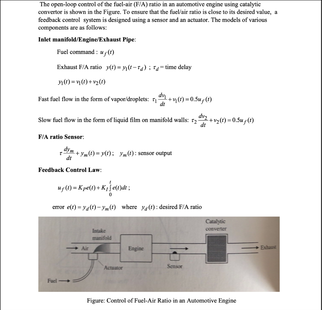 The open-loop control of the fuel-air (F/A) ratio in | Chegg.com