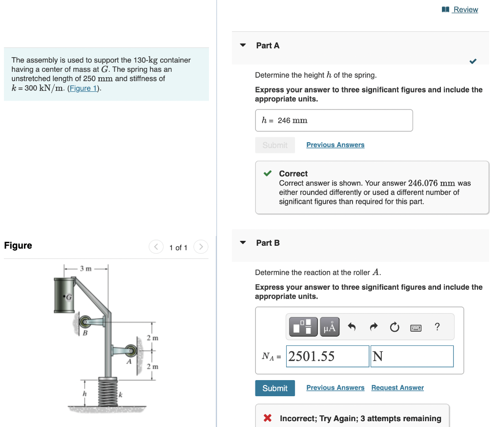 Solved The Assembly Is Used To Support The 130−kg Container | Chegg.com ...