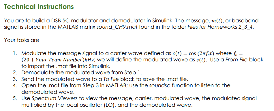 Solved DSB-SC Modulator and Coherant n...Technical | Chegg.com