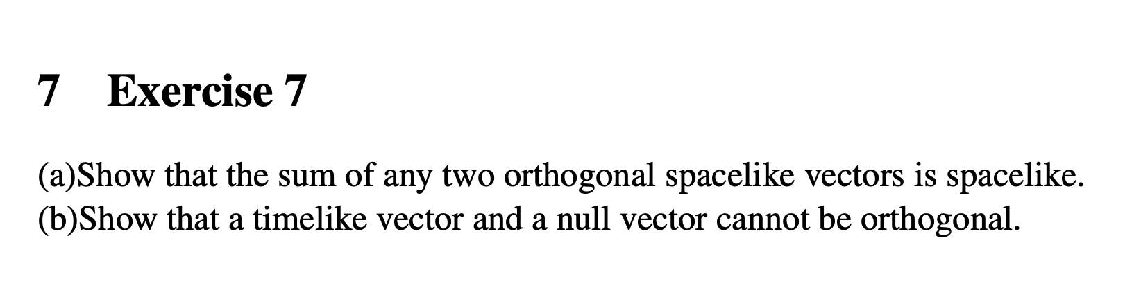 Time Like Vector Solved 7 Exercise 7 (a)Show that the sum of any two | Chegg.com