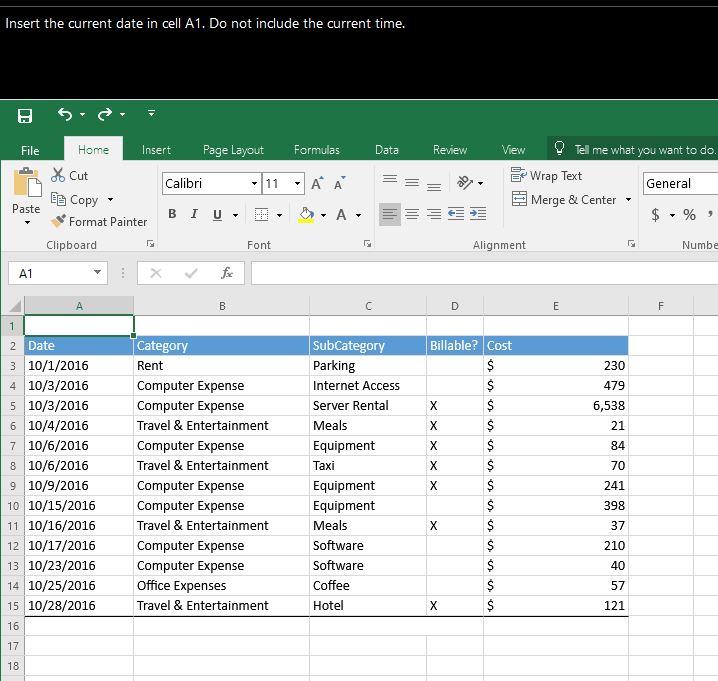 solved-insert-the-current-date-in-cell-a1-do-not-include-chegg