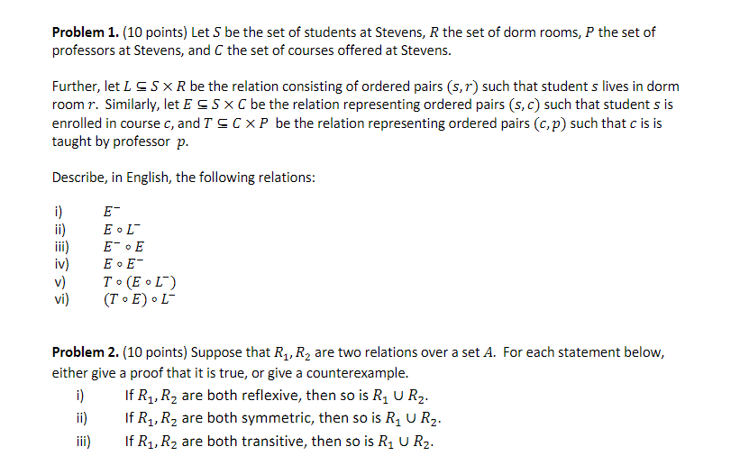 Solved Problem 1. (10 points) Let S be the set of students | Chegg.com