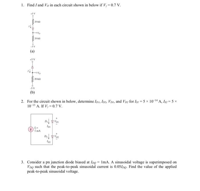 Solved 1. Find I and Vo in each circuit shown in below if | Chegg.com