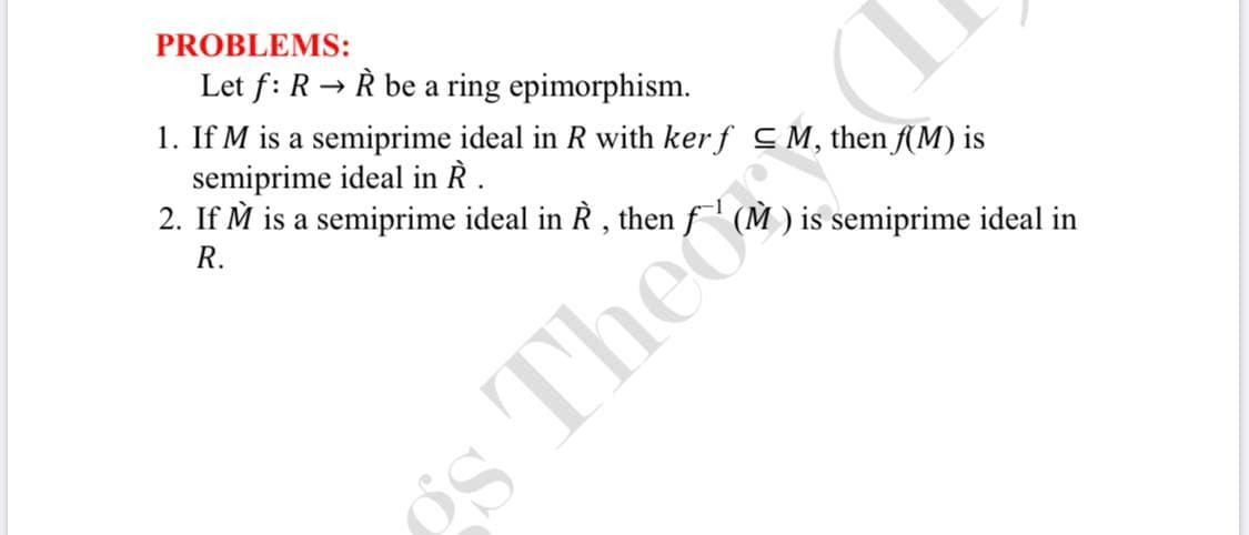 Solved Problems Let F R A Be A Ring Epimorphism 1 I Chegg Com