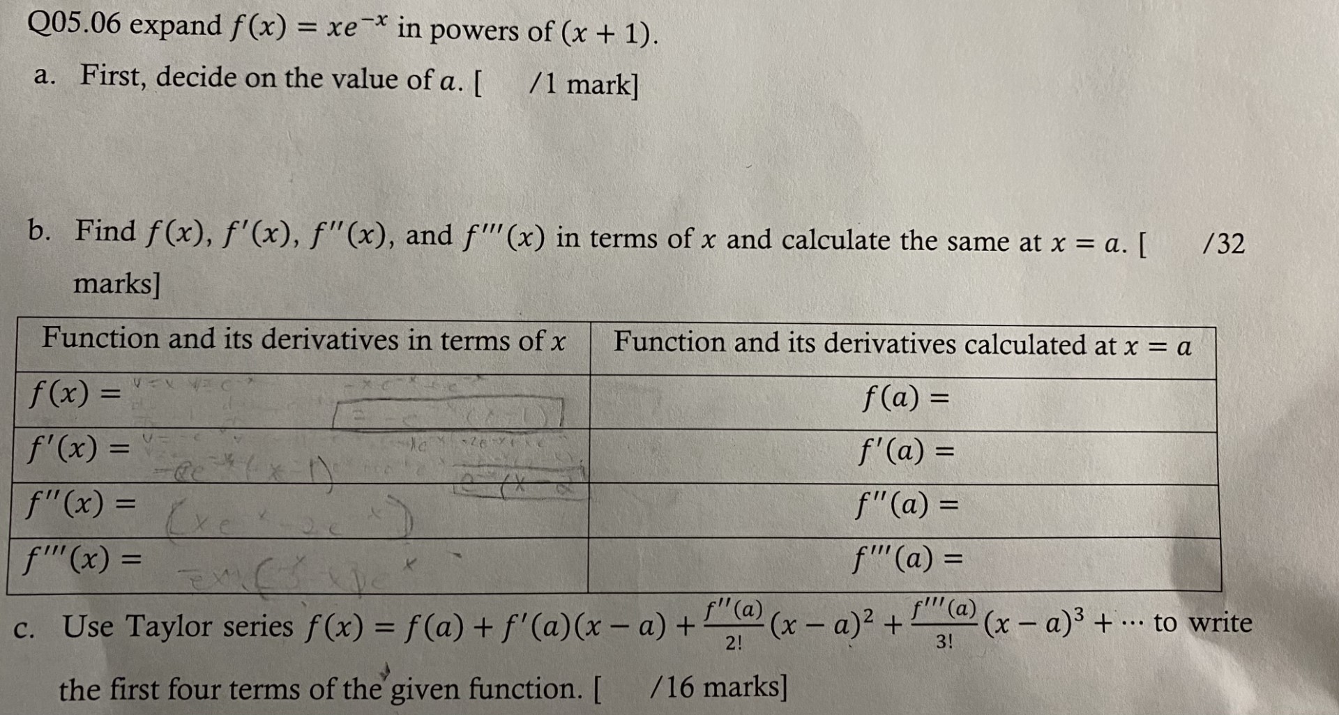 Solved Q05 06 Expand F X Xe−x In Powers Of X 1 A First