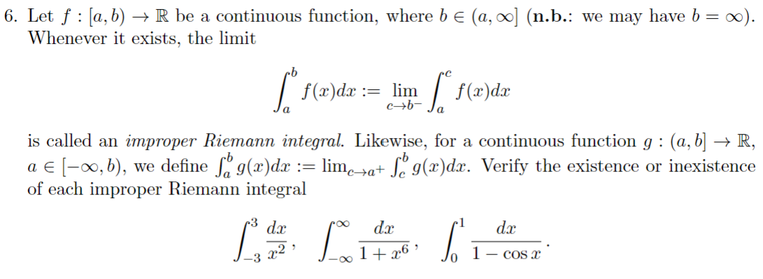 Solved 6. Let F : [a,b) +R Be A Continuous Function, Where | Chegg.com