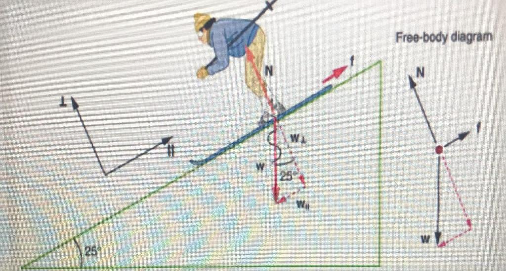 Solved A skier of mass 50.0kg travels down a slope with a | Chegg.com