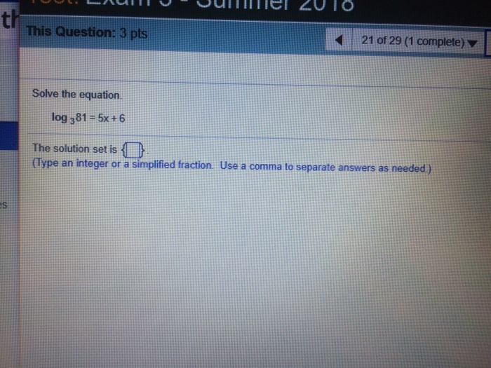 Solved Th This Question 3 Pts 21 Of 29 1 Complete Solve Chegg