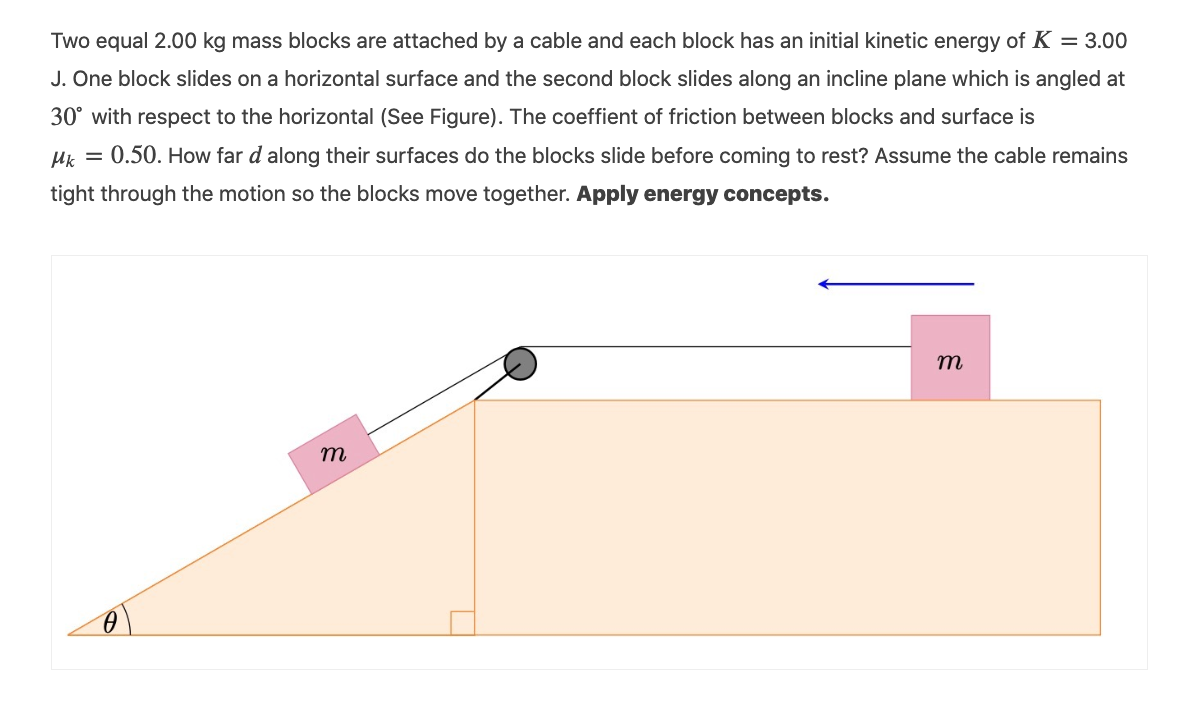 Solved Two equal 2.00 kg mass blocks are attached by a cable | Chegg.com