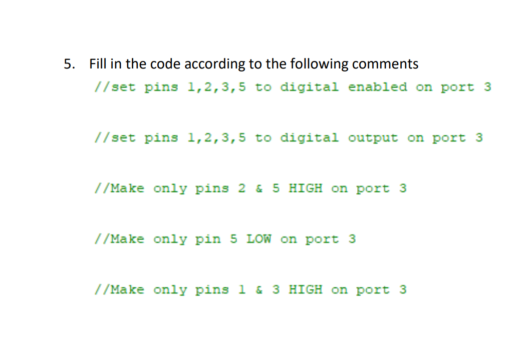 5. Fill in the code according to the following | Chegg.com