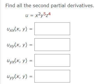 Solved Find All The Second Partial | Chegg.com