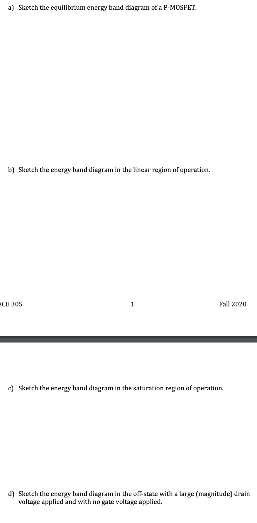 a) Sketch the equilibrium energy band diagram of a | Chegg.com