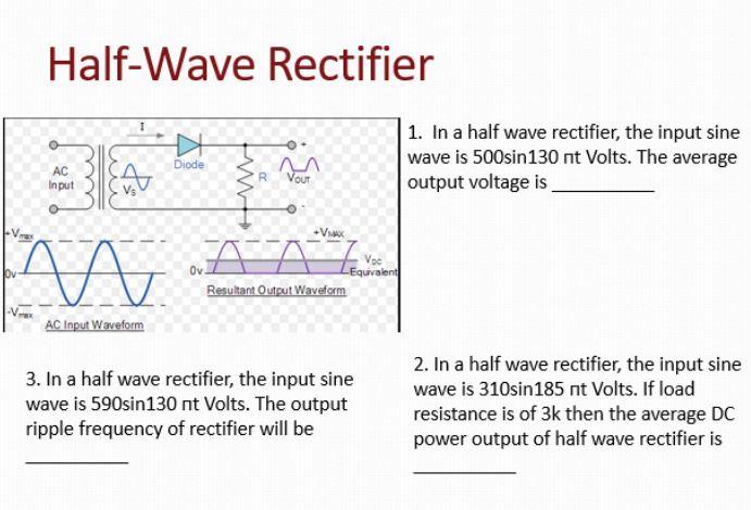 Solved Half-Wave Rectifier 1. In a half wave rectifier, the | Chegg.com