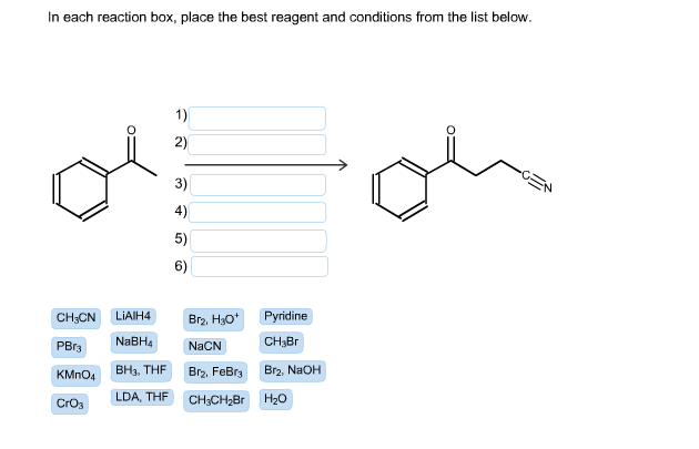 Solved In each reaction box, place the best reagent and | Chegg.com