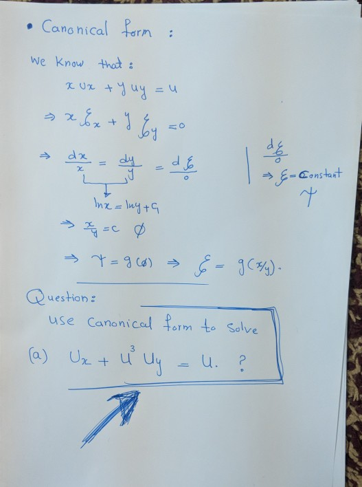 Solved Canonical Form We Know That Xux Y Uy U Xgx Chegg Com