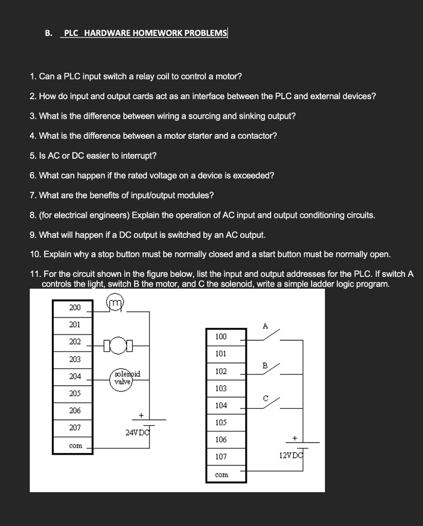 Solved B. PLC HARDWARE HOMEWORK PROBLEMS 1. Can A PLC Input | Chegg.com