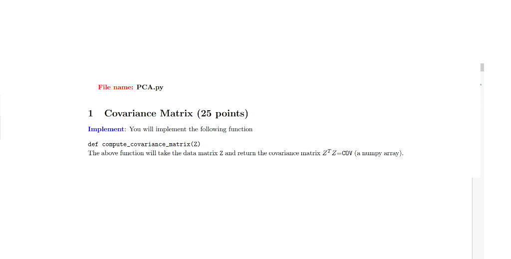 Solved 1 Covariance Matrix 25 Points Implement You Will