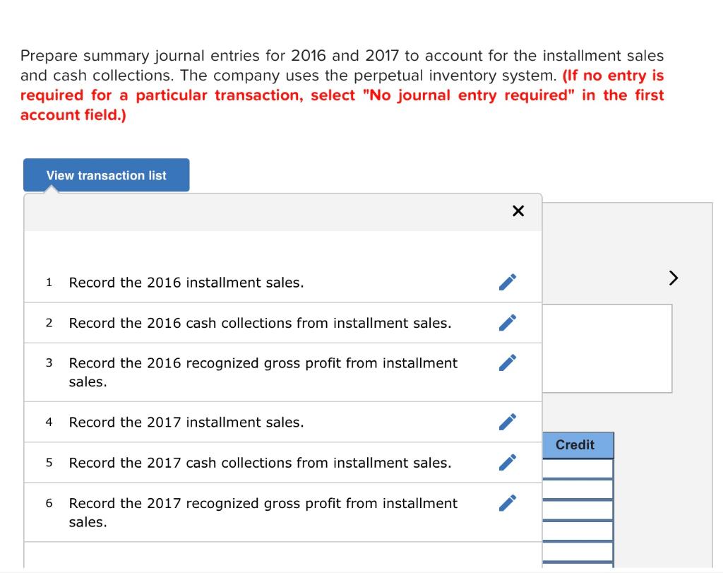 Solved Exercise 528 Installment sales method; journal
