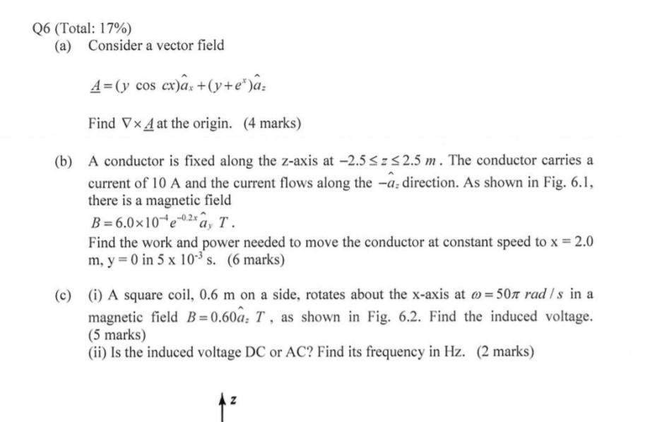 Solved Q6 Total 17 Consider A Vector Field A Y Cos C Chegg Com