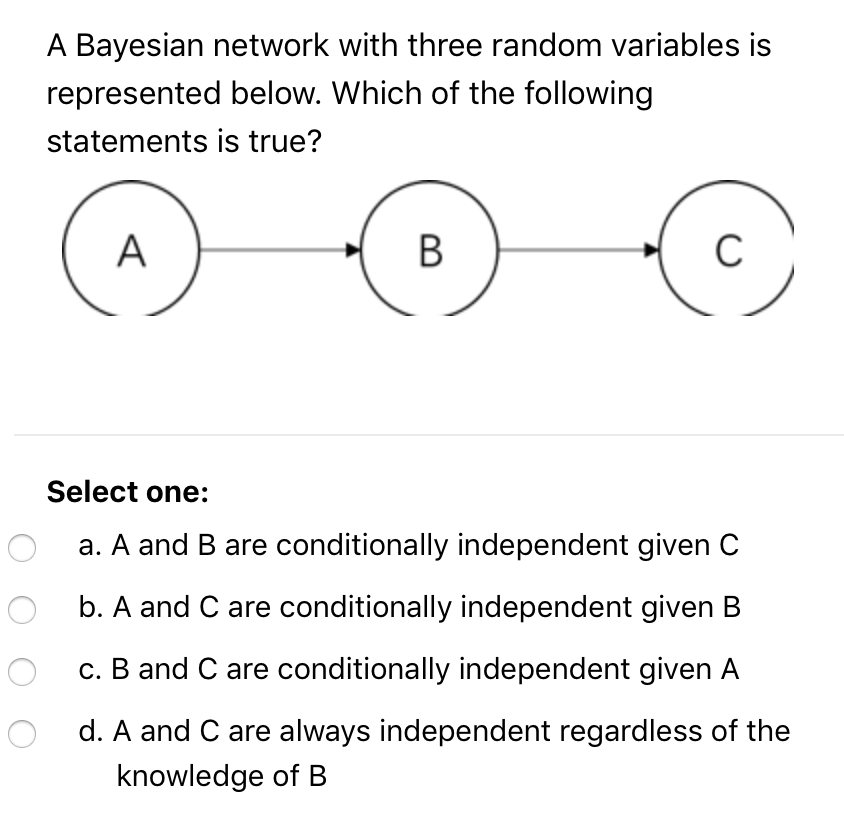 Solved A Bayesian network with three random variables is | Chegg.com