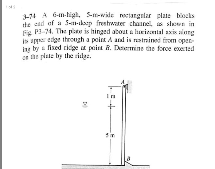 Solved 1 of 2 3-74 A 6-m-high, 5-m-wide rectangular plate | Chegg.com