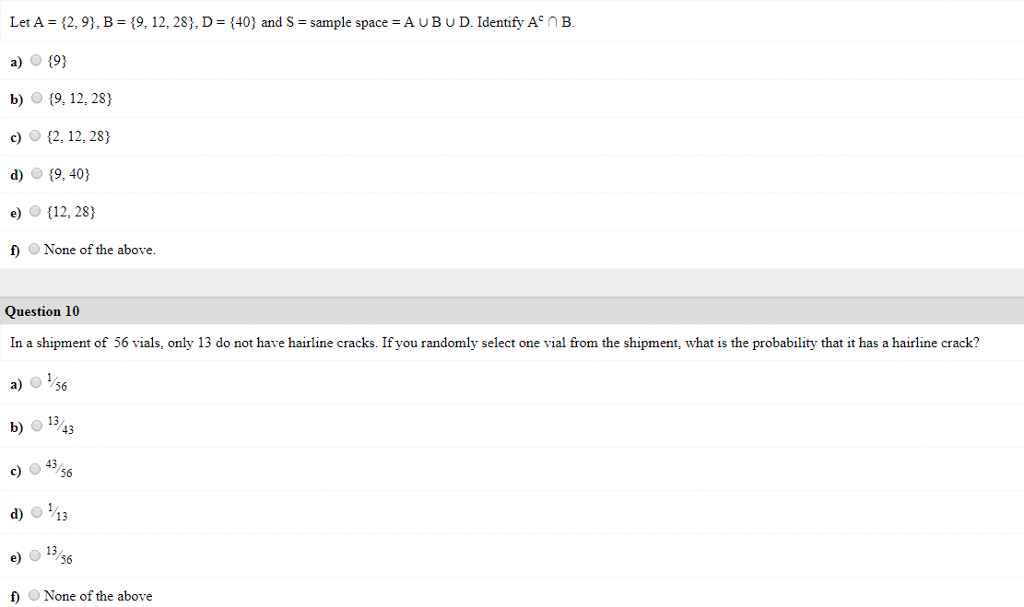 Solved Let A- (2,9), B 9, 12,28), D (40) and S -sample space | Chegg.com