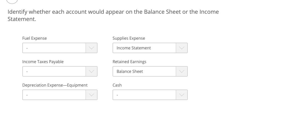 Solved Identify whether each account would appear on the | Chegg.com