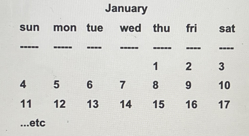 Solved Java Language Make Your Java Program Draw A Calendar Chegg
