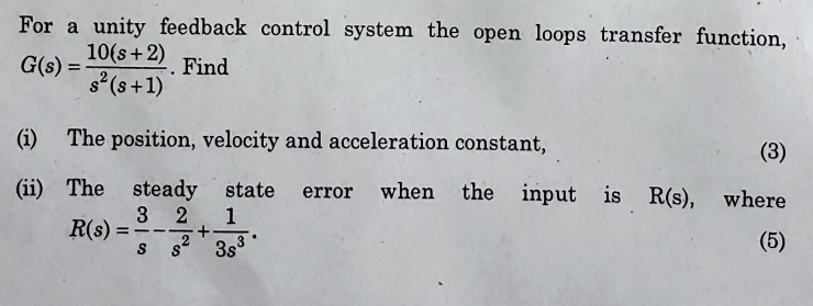 Solved For a unity feedback control system the open loops | Chegg.com
