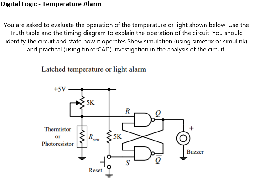 Digital Logic - Temperature Alarm You are asked to | Chegg.com