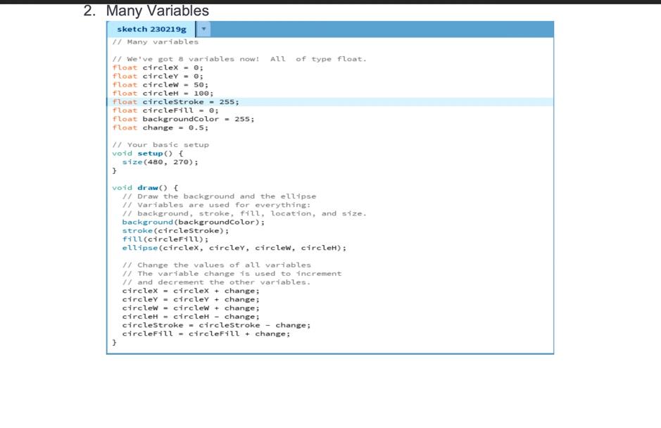 Solved 2. Many Variables a. Type the code. b. Change the | Chegg.com