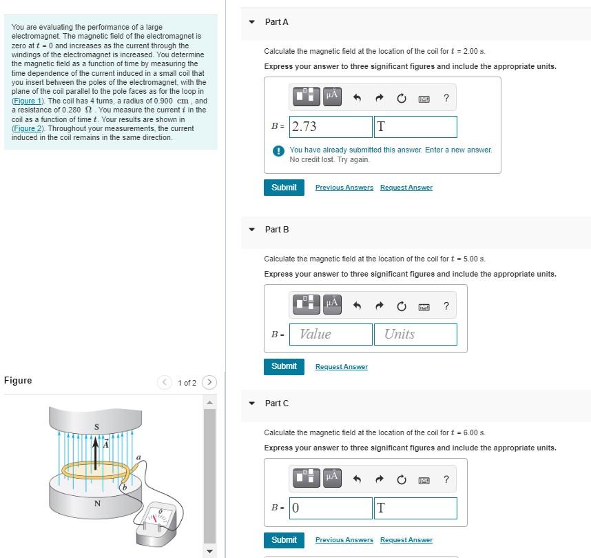 Solved Part A = Calculate the magnetic field at the location | Chegg.com