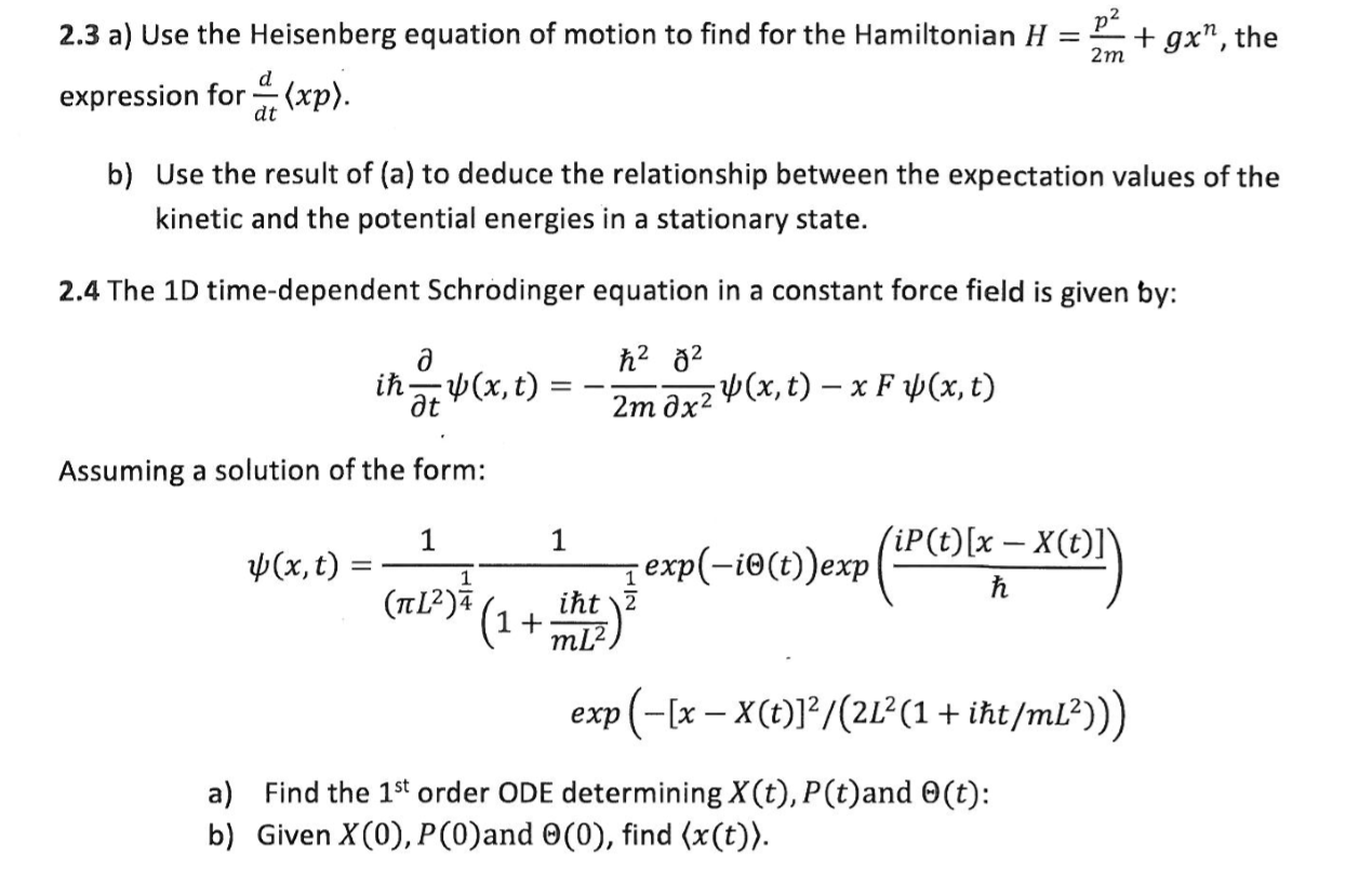 Solved 2m 2 3 A Use The Heisenberg Equation Of Motion To Chegg Com